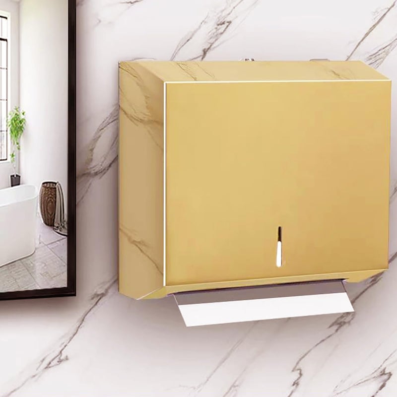TOBEFORT Comercial Paper Towel Dispenser Wall Mount, Brushed Gold Stainless Steel Hand Towel Dispenser with Lock, Large Capacity Trifold/C Fold Paper Towel Holder for Bathroom Kitchen Office Public Places - Image 4